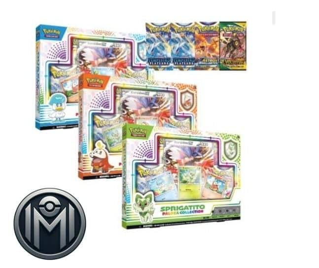 Caja Pokémon Colección Paldea (Sprigatito, Fuecoco y Quaxly) (Español/Modelo Aleatorio)